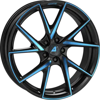 8.5x20 ALUTEC ADX.01 Racing Black Front Polished Blue Alloy Wheels Image